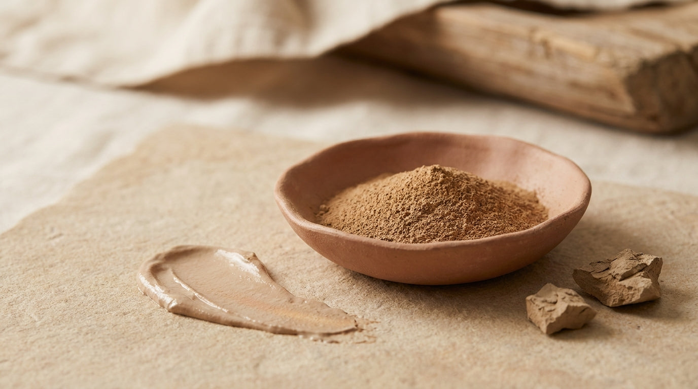 Ghassoul clay powder and wet clay paste — ghassoul for oily scalp