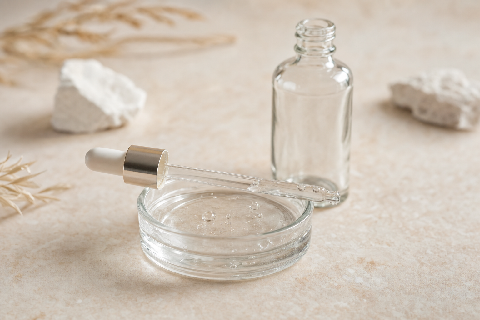 Clear salicylic gel with pipette and unlabeled bottle — dandruff treatment