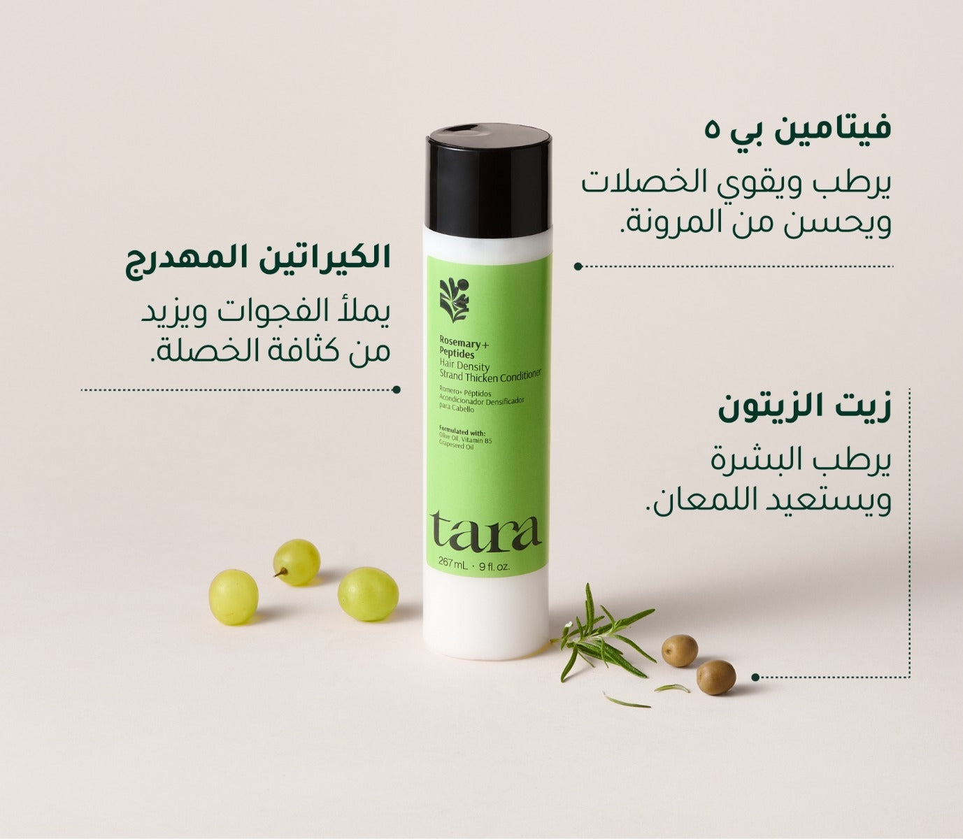 بلسم اكليل الجبل  + البيبدات لزيادة سماكة الشعر